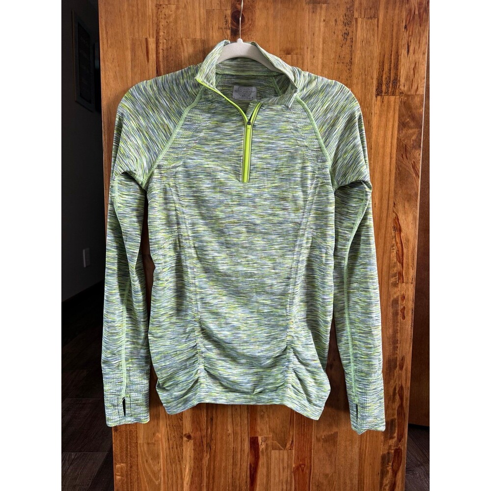Athleta Fast Track Half Zip Pullover Sz. Small Lime Green Space Dye
